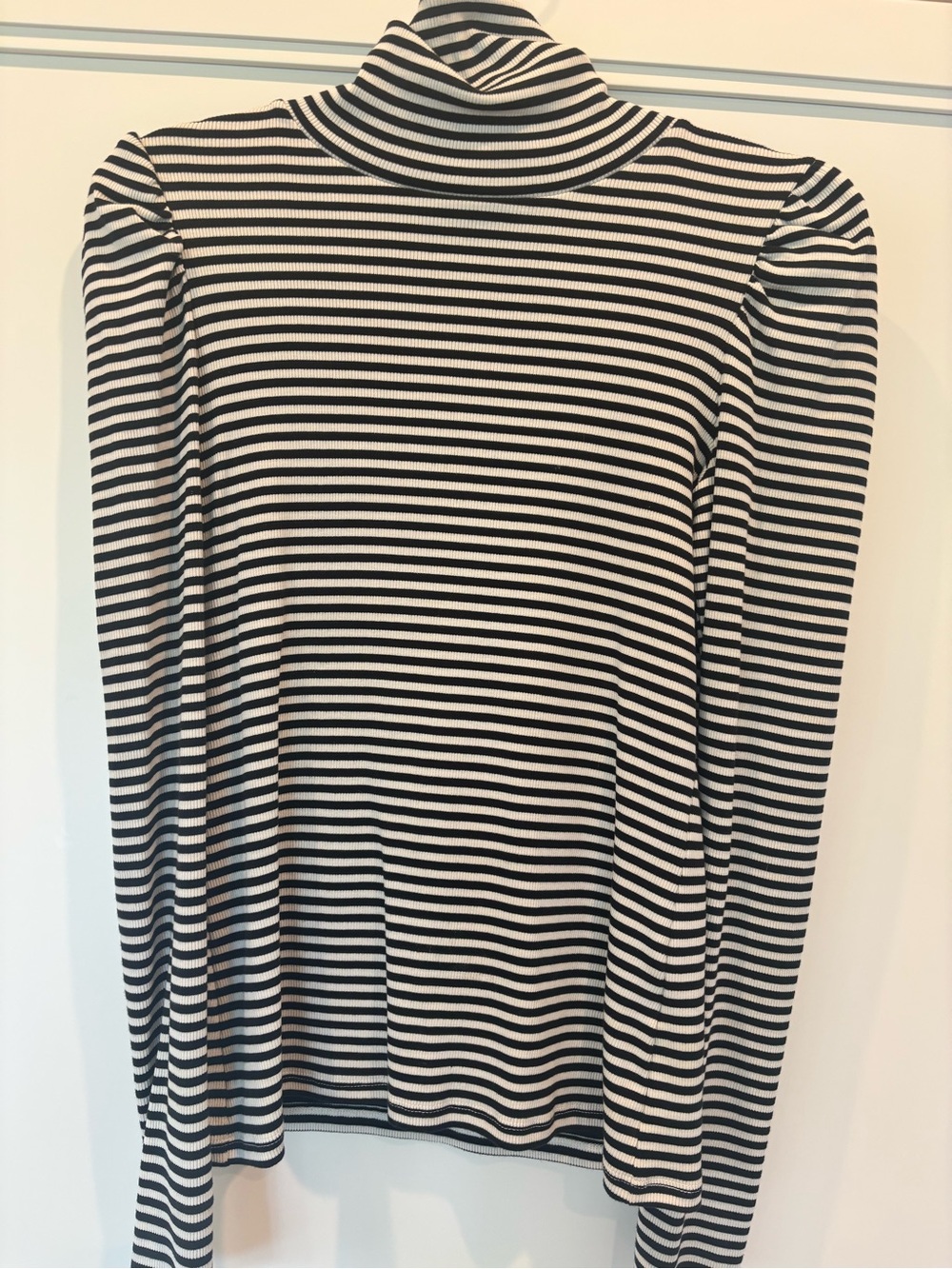 Veronica Beard Black and White Striped Turtleneck